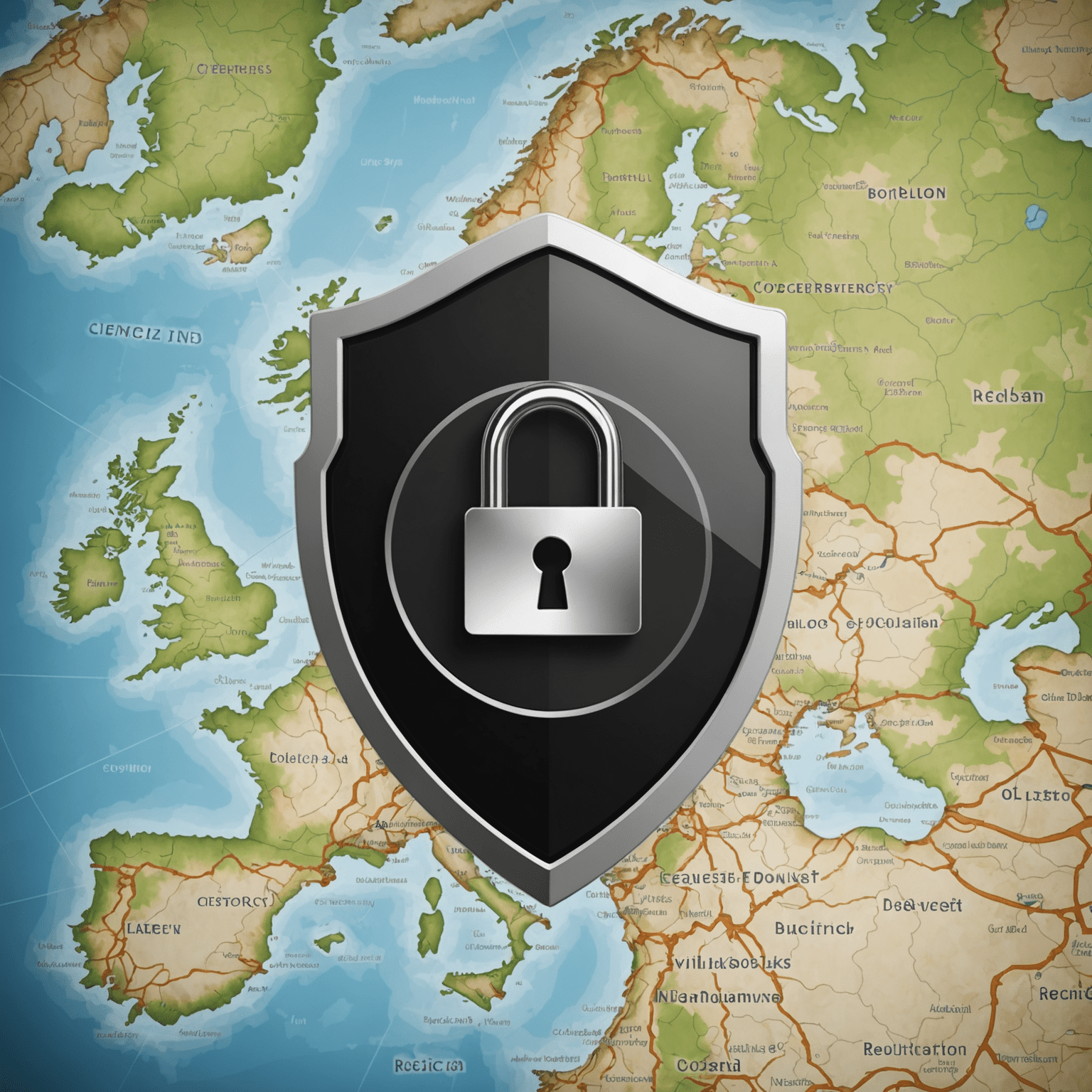 A digital lock icon overlaid on a map of the United Kingdom, symbolizing the importance of cybersecurity for UK businesses